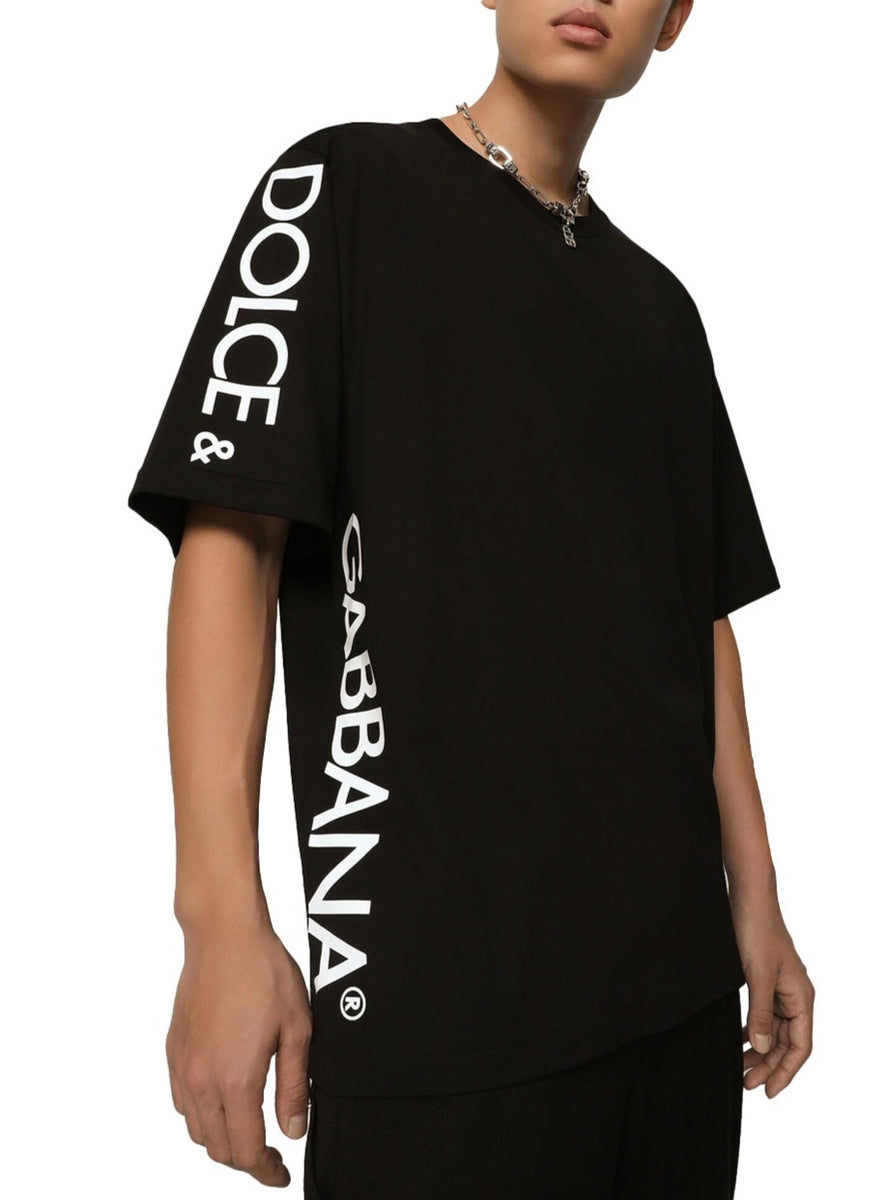 T-shirt DOLCE GABBANA con stampa laterale nera – MASCARO