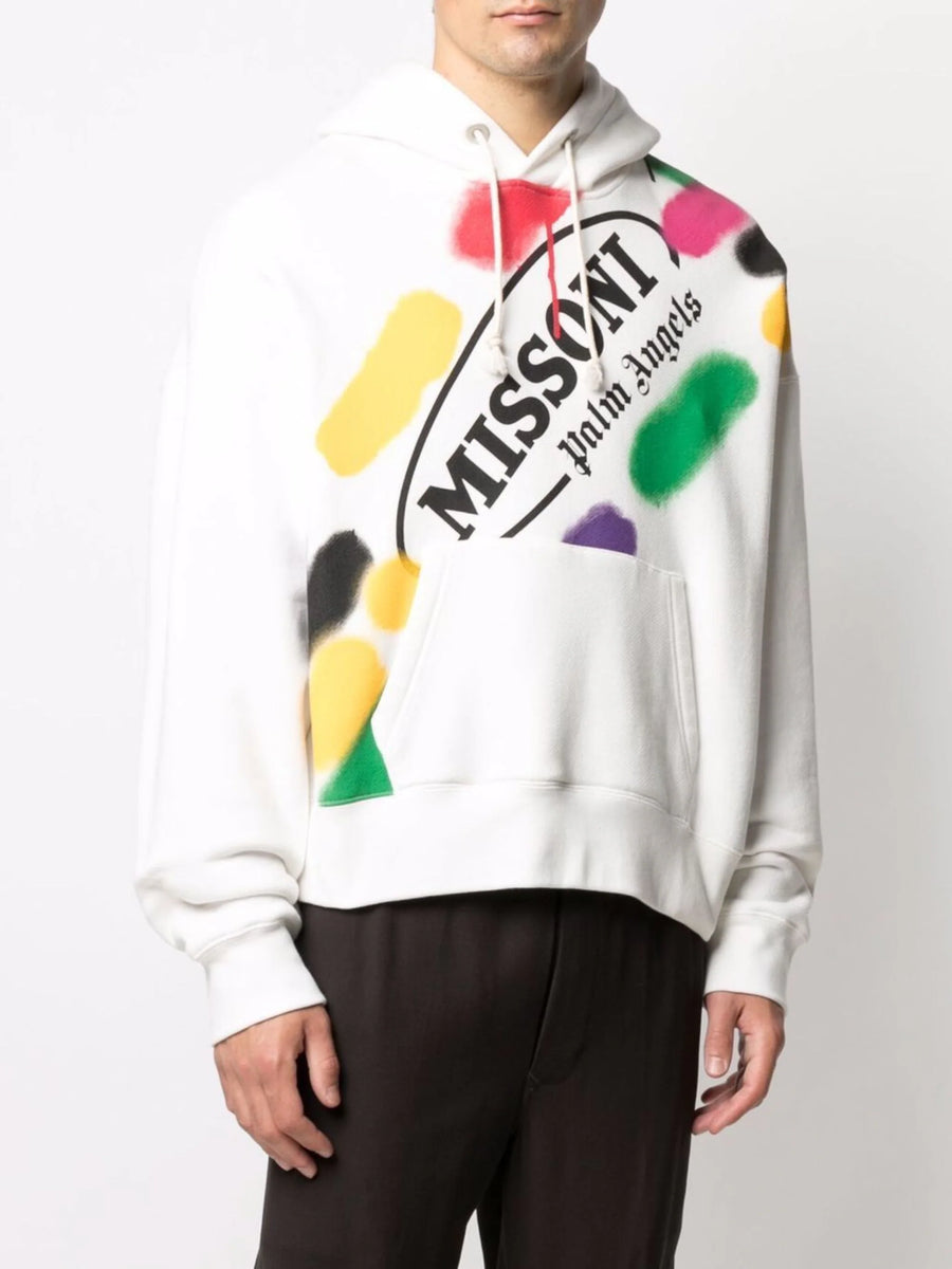 Felpa PALM ANGELS x MISSONI printed oversize bianca – MASCARO