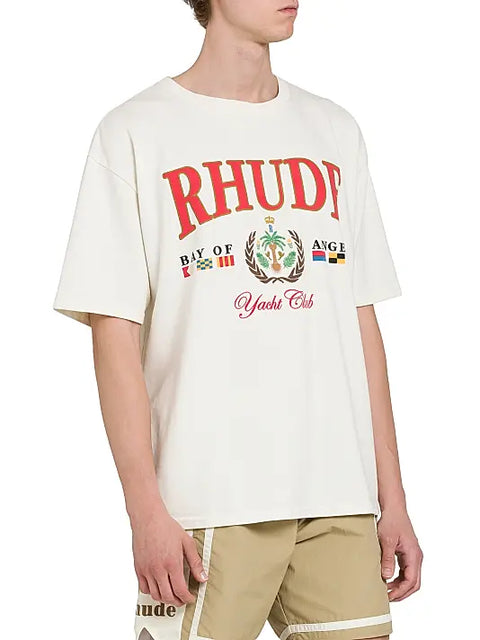 T-shirt RHUDE stampa bay of angel oversize bianca vintage
