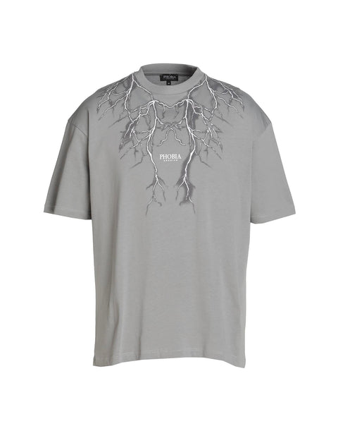 Completo estivo PHOBIA ARCHIVE t-shirt + pantaloncino fulmini grigio