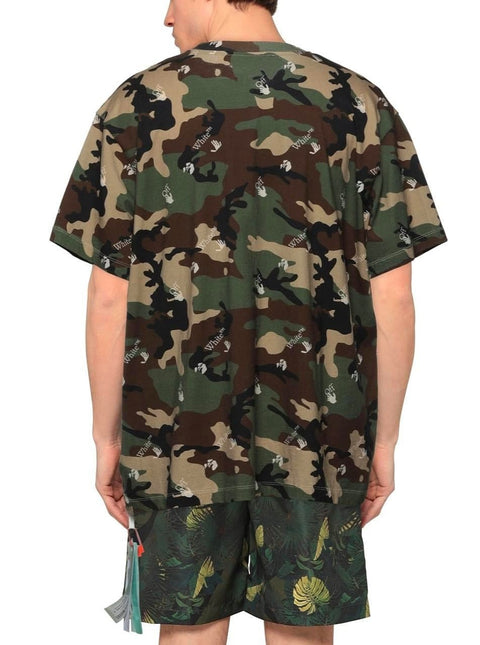 T-shirt OFF-WHITE stampa camouflage oversize col. verde militare