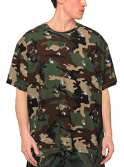 T-shirt OFF-WHITE stampa camouflage oversize col. verde militare