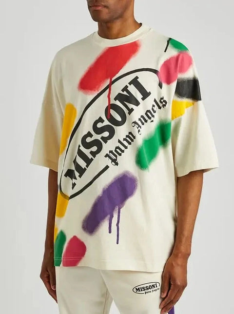 T-shirt PALM ANGELS x MISSONI printed oversize bianca