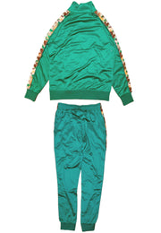 Completo tuta KAPPA 222 Banda giacca + pantalone graphiktape verde erba/bianco/marrone tabacco