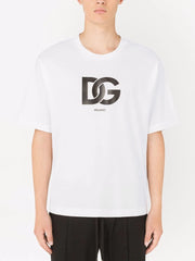 T-shirt DOLCE & GABBANA oversize con stampa logo DG bianco
