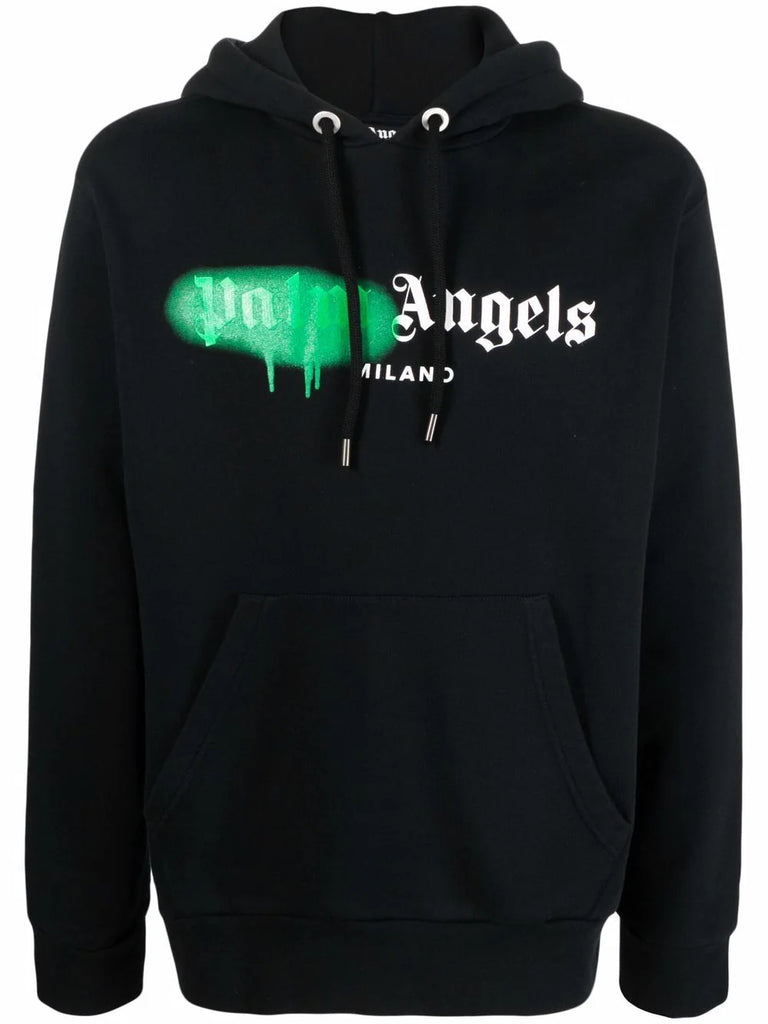 Felpa PALM ANGELS con cappuccio sprayed Milano nera – MASCARO