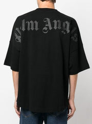 T-shirt PALM ANGELS oversize con logo glitter nera