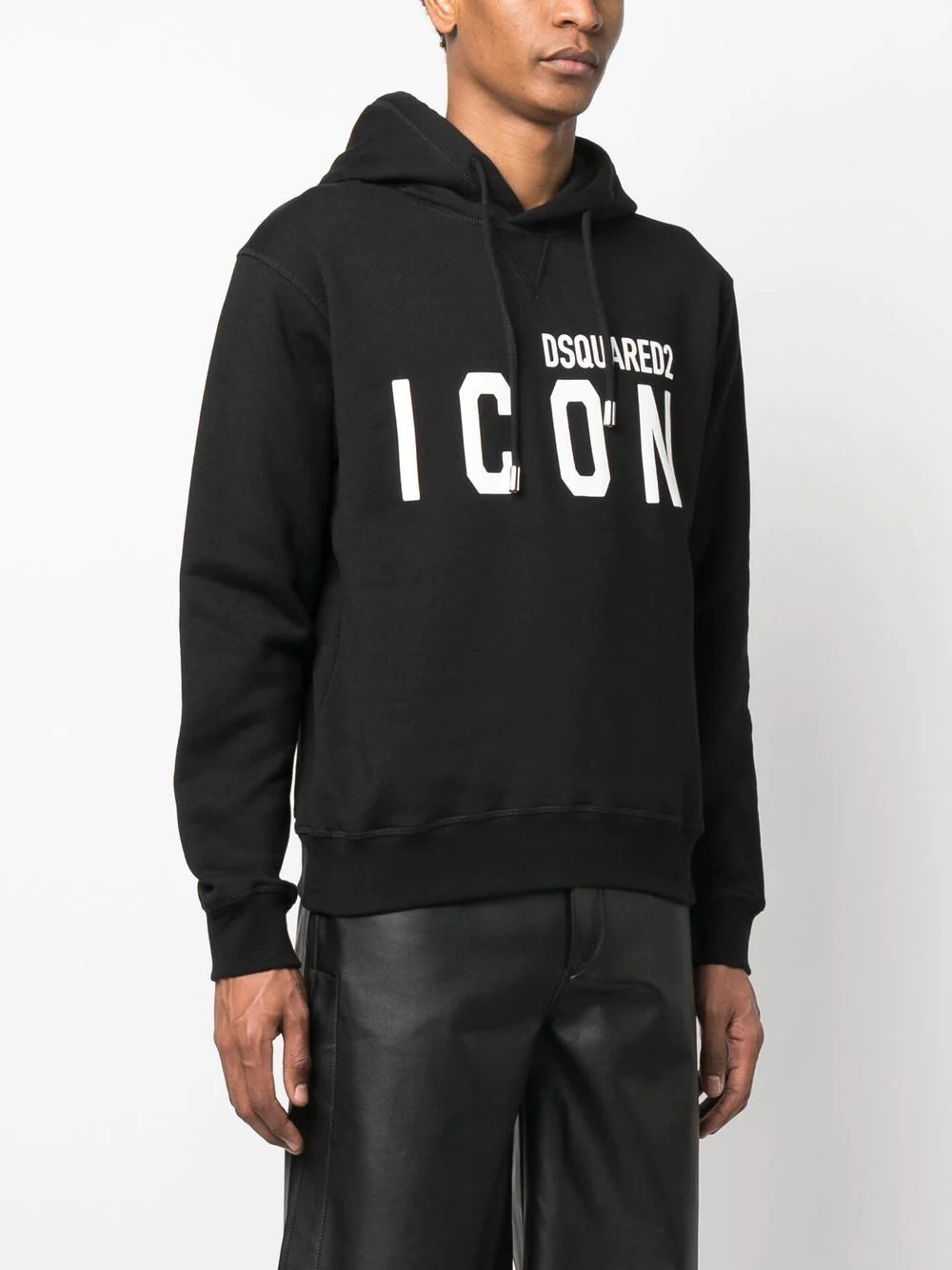 Felpa DSQUARED2 ICON con cappuccio logo nera – MASCARO