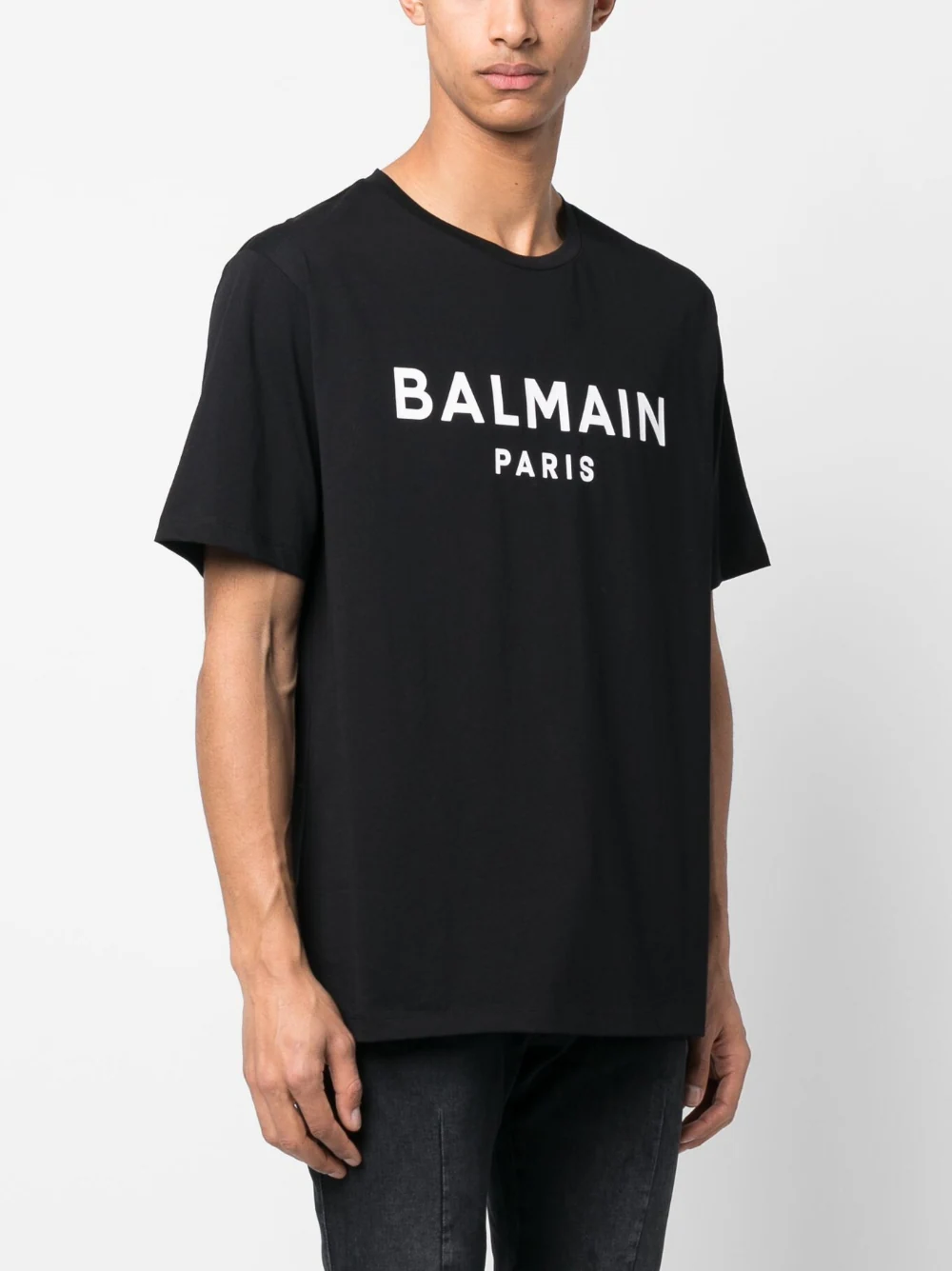 T shirt BALMAIN large fit stampa logo nera MASCARO