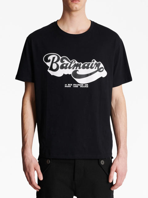 T-shirt BALMAIN large fit stampa 70s nera