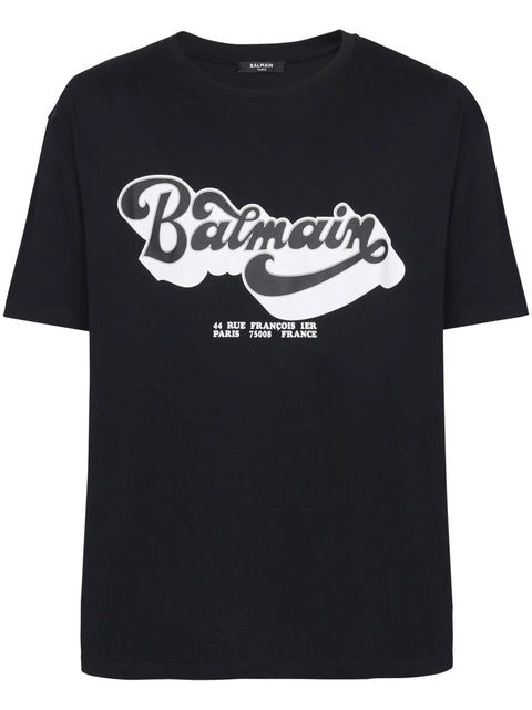 T-shirt BALMAIN large fit stampa 70s nera
