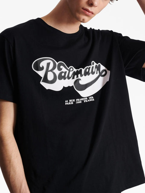 T-shirt BALMAIN large fit stampa 70s nera