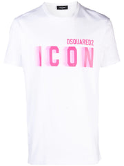 T-shirt DSQUARED2 stampa logo Icon Blur bianca