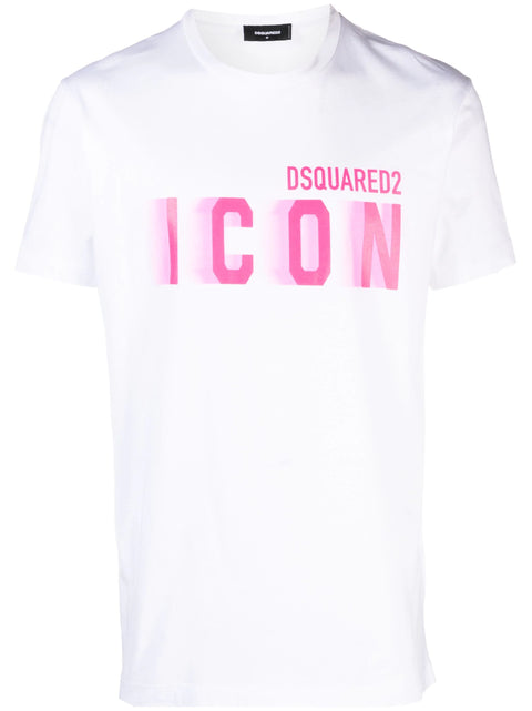 T-shirt DSQUARED2 stampa logo Icon Blur bianca