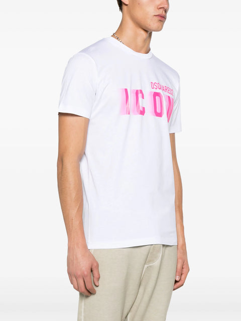 T-shirt DSQUARED2 stampa logo Icon Blur bianca