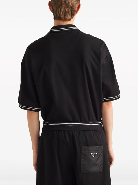 Polo PRADA re-nylon con placca nera