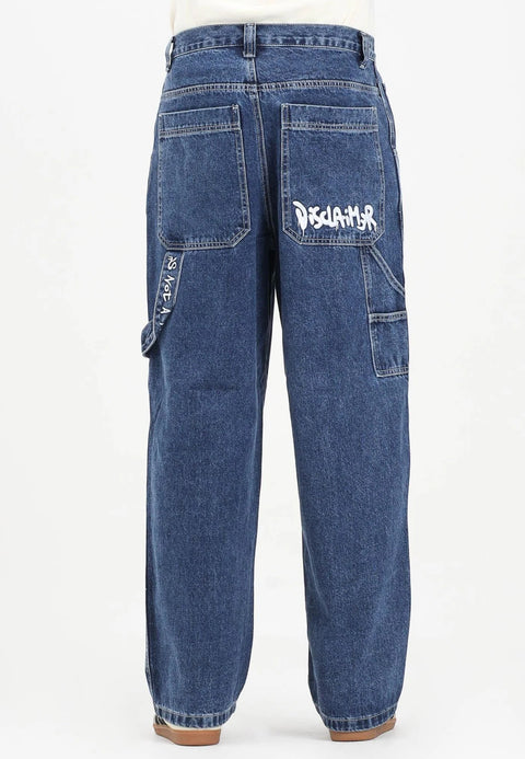 Jeans DISCLAIMER con ricamo logo sul retro blu denim