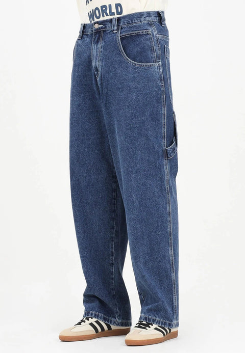 Jeans DISCLAIMER con ricamo logo sul retro blu denim