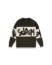 Maglia DISCLAIMER in tricot con logo verde militare