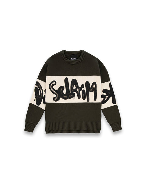 Maglia DISCLAIMER in tricot con logo verde militare