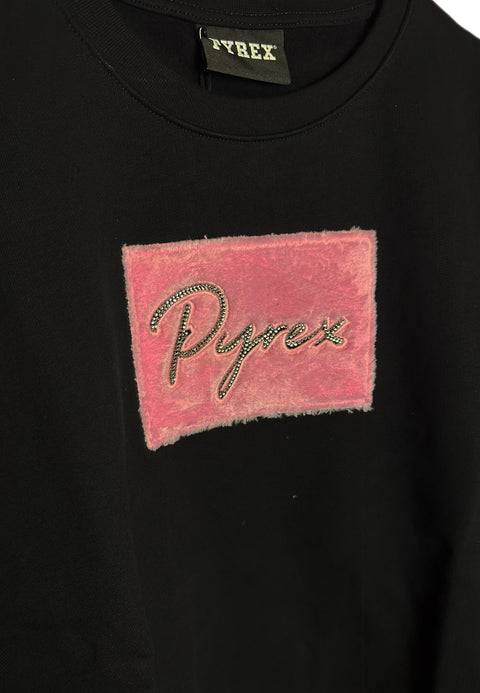 Felpa donna PYREX stampa box logo peluche nero – MASCARO
