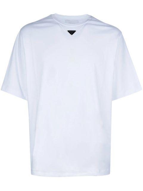 T-shirt PRADA con placca oversize logo bianca