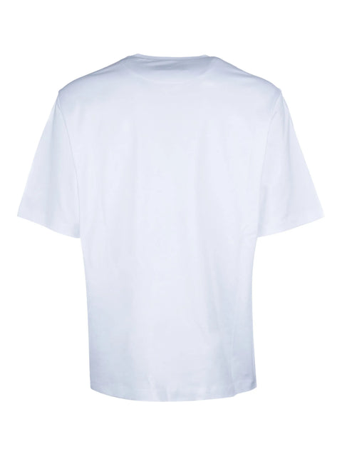 T-shirt PRADA con placca oversize logo bianca