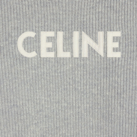 Maglione CELINE in lana oversize con applicazione logo grigio