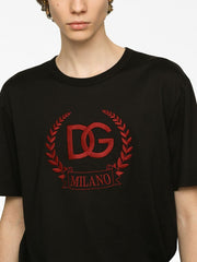 T-shirt DOLCE & GABBANA logo DG Milano ricamato nera