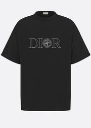 T-shirt CHRISTIAN DIOR & STONE ISLAND oversize fit logo ricamo nera