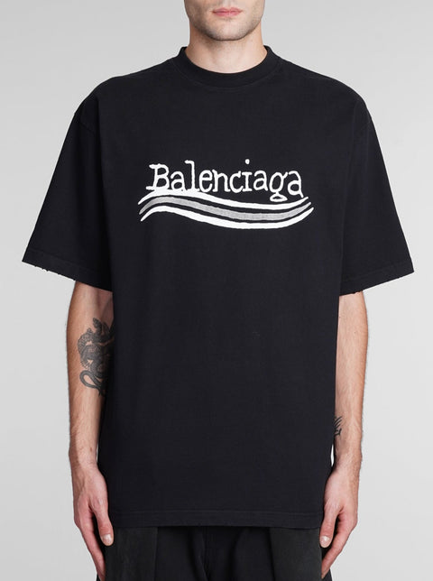 T-shirt unisex BALENCIAGA hand drawn Political Campaign large fit Nera