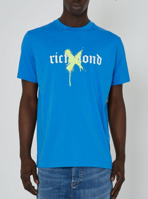 T-shirt RICHMOND X stampa logo spray blue