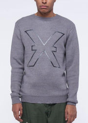 Maglione RICHMOND X sweater a costine stampa logo grigio melange