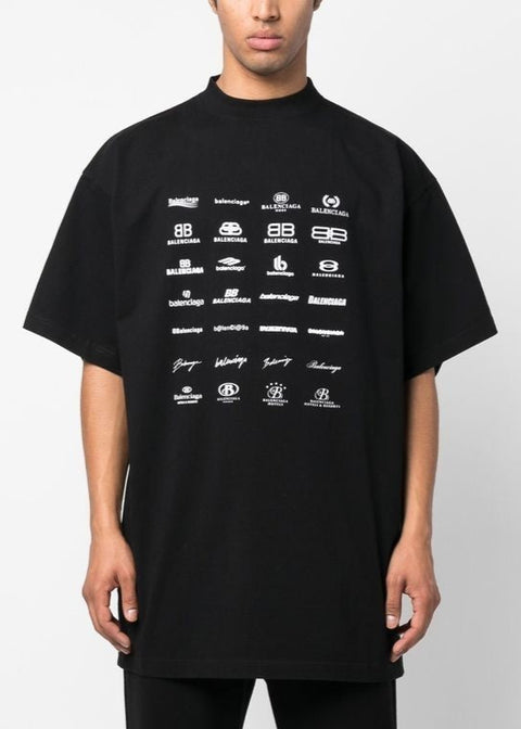 T-shirt BALENCIAGA oversize fit logo Archives nera