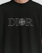 T-shirt CHRISTIAN DIOR & STONE ISLAND oversize fit logo ricamo nera