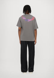 T-shirt PHOBIA grigia stampa serpenti al collo rosso/blu
