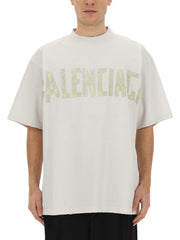 T-shirt unisex BALENCIAGA tape type medium fit bianco vintage