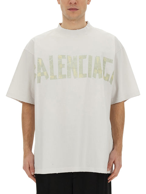 T-shirt unisex BALENCIAGA tape type medium fit bianco vintage