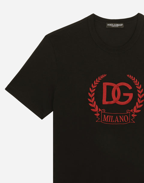 T-shirt DOLCE & GABBANA logo DG Milano ricamato nera