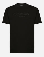 T-shirt DOLCE & GABBANA con stampa in rilievo metallizzato nera