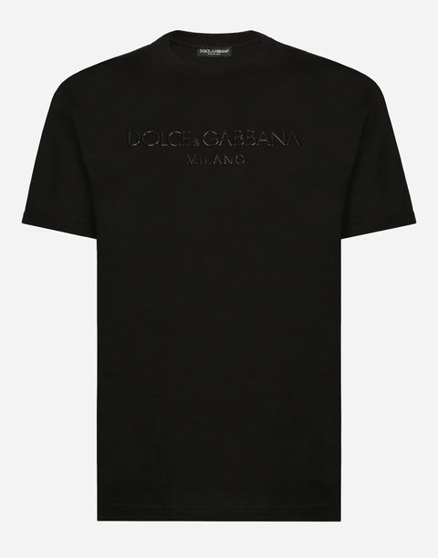 T-shirt DOLCE & GABBANA con stampa in rilievo metallizzato nera