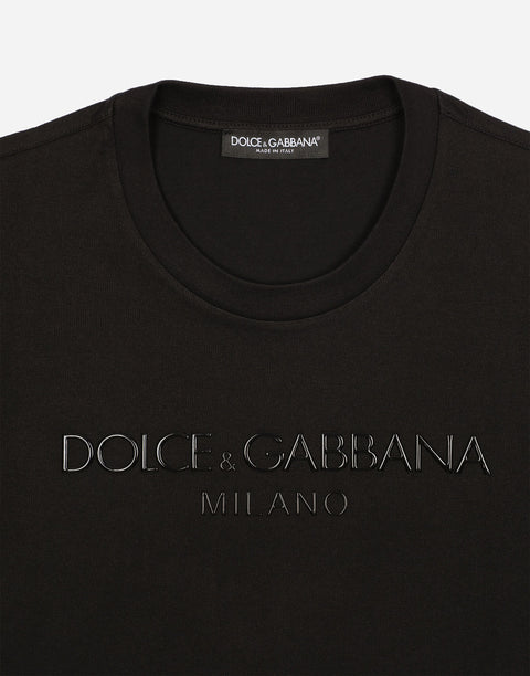 T-shirt DOLCE & GABBANA con stampa in rilievo metallizzato nera