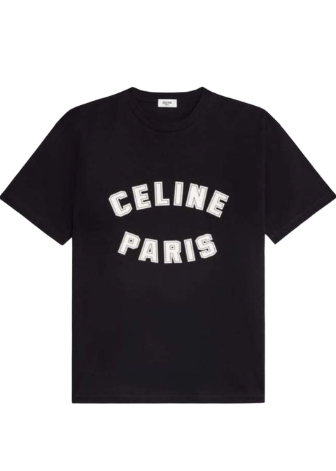 T-shirt CELINE stampa logo Paris nera