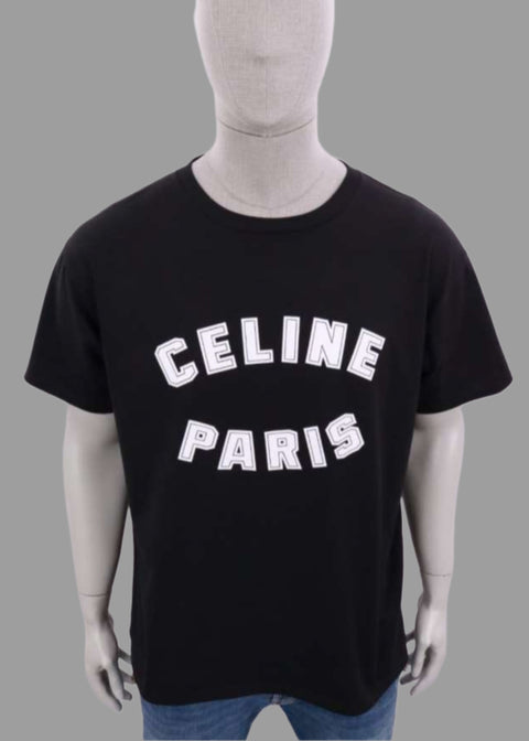T-shirt CELINE stampa logo Paris nera