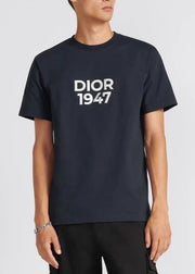 T-shirt CHRISTIAN DIOR logo ricamato 1947 blue navy