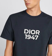 T-shirt CHRISTIAN DIOR logo ricamato 1947 blue navy