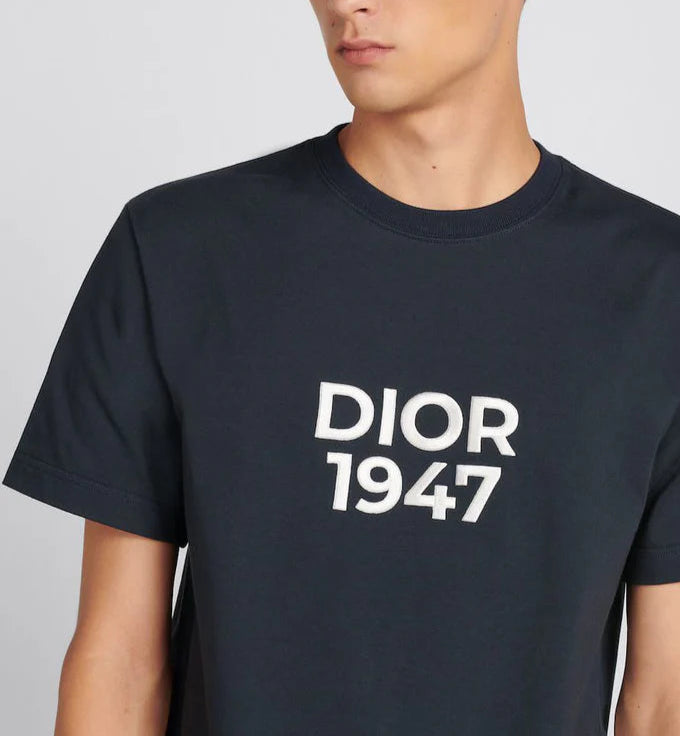 T-shirt CHRISTIAN DIOR embroidered logo 1947 navy blue – MASCARO