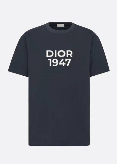 T-shirt CHRISTIAN DIOR logo ricamato 1947 blue navy