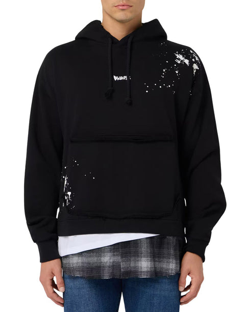 Felpa DISCLAIMER con cappuccio doppio strato camicia nera