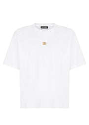 T-shirt DOLCE & GABBANA placca oro DG oversize bianca